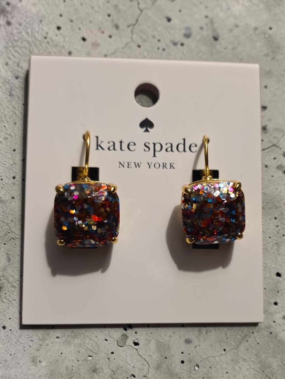 kate spade Multicolor Glitter Drop Earrings NWT on Card + DUSTY!